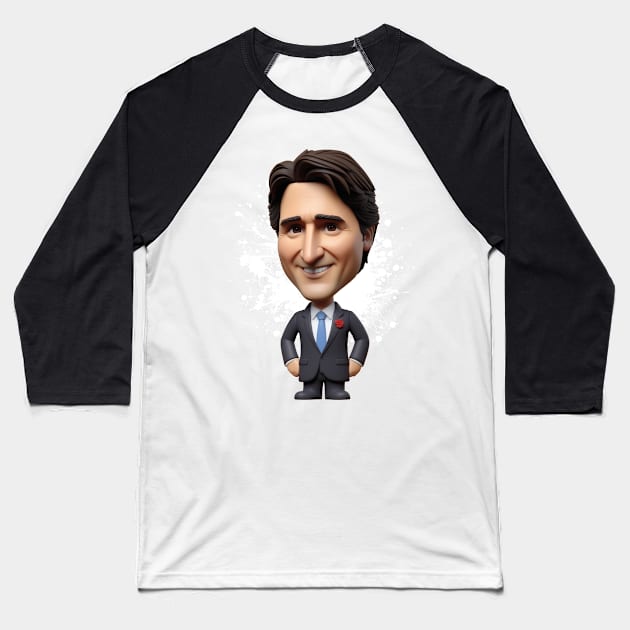 Justin Trudeau like figure Baseball T-Shirt by k9-tee